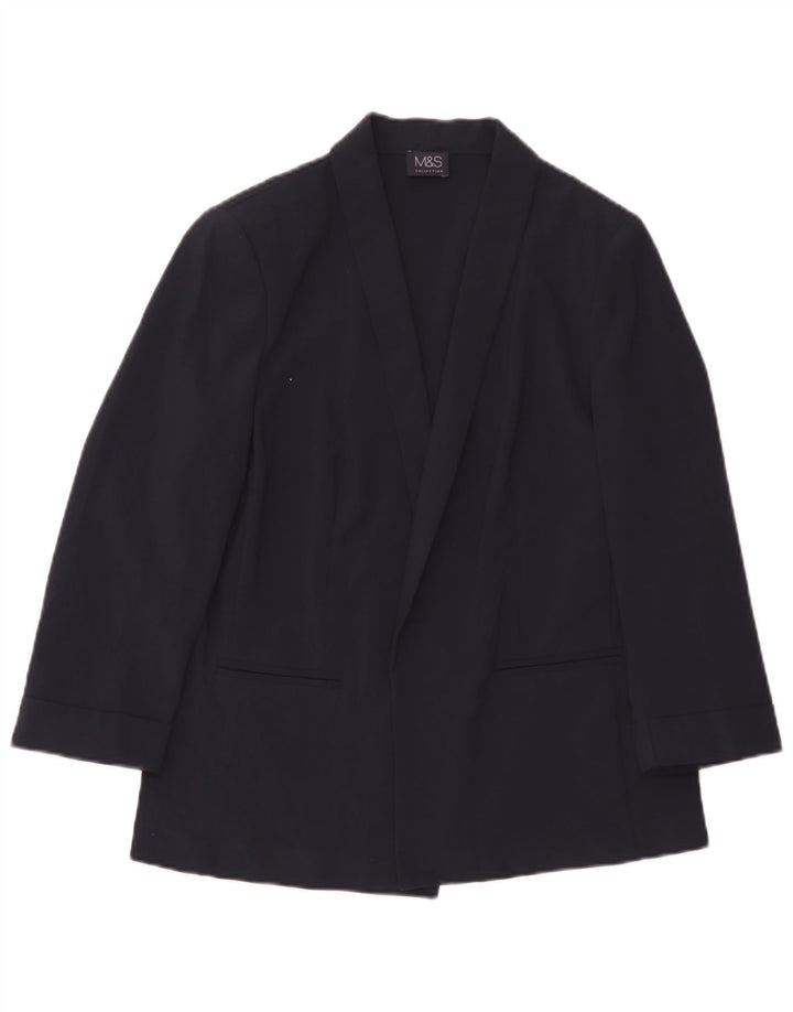 Marks & Spencer Veste blazer ouverte pour femme UK 12 Bleu marine moyen Polyester