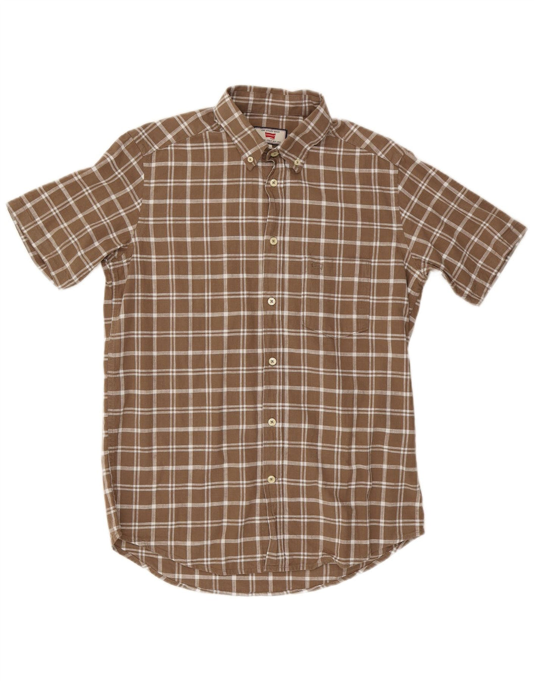 Carrera Chemise à Manches Courtes Homme Marron Moyen Carreaux Coton