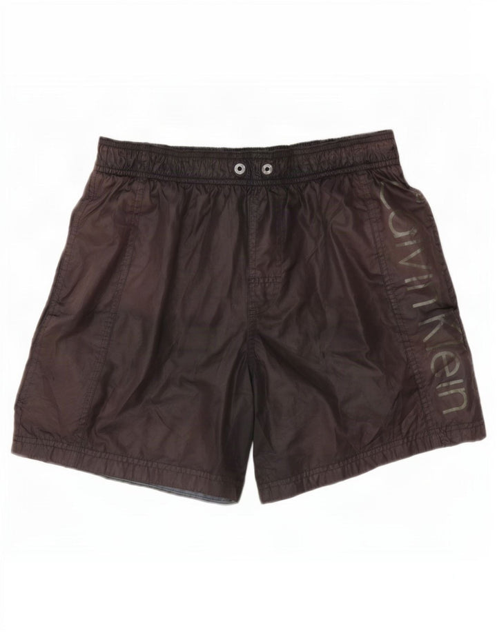 Calvin Klein Short de bain graphique pour hommes, petit, marron, polyester