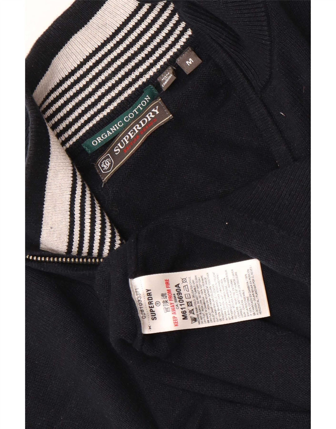 Superdry Pull Col Zippé Homme Bleu Marine Moyen Coton