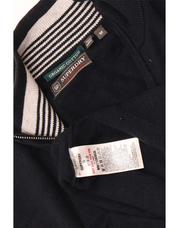 Superdry Pull Col Zippé Homme Bleu Marine Moyen Coton