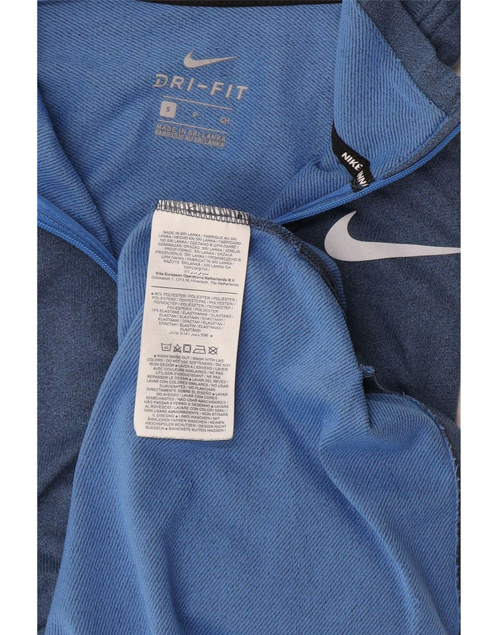 Nike Hommes Dri Fit Zip Neck Pull Survêtement Haut Petit Bleu Polyester