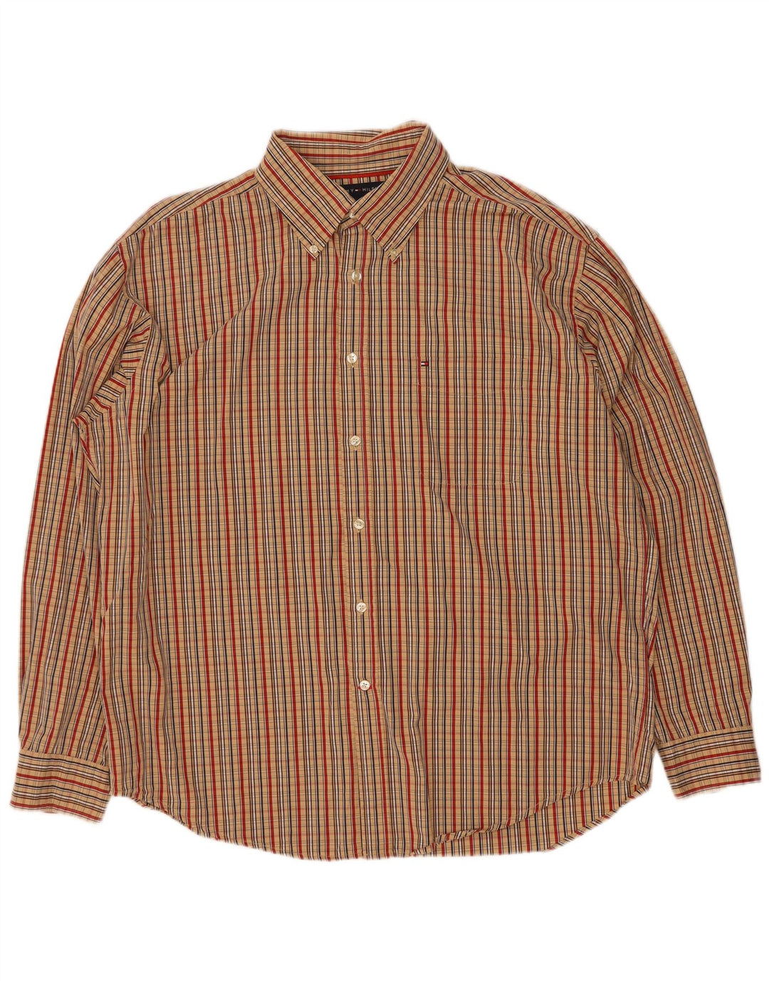 Tommy Hilfiger Chemise Homme XL Beige Carreaux Coton