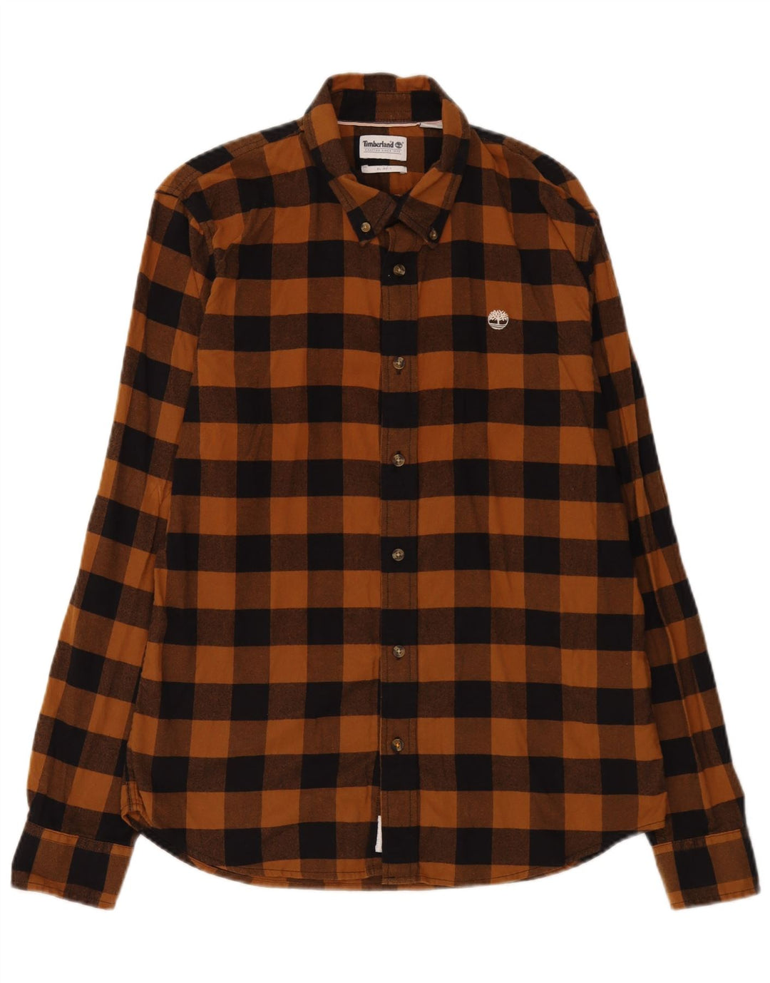 Timberland Chemise Slim Fit en Flanelle Homme Marron Moyen à Carreaux en Coton