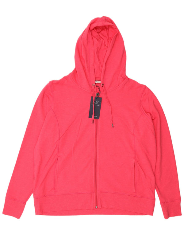 Marks & Spencer Pull à capuche zippé pour femme UK 22 3XL Coton rose