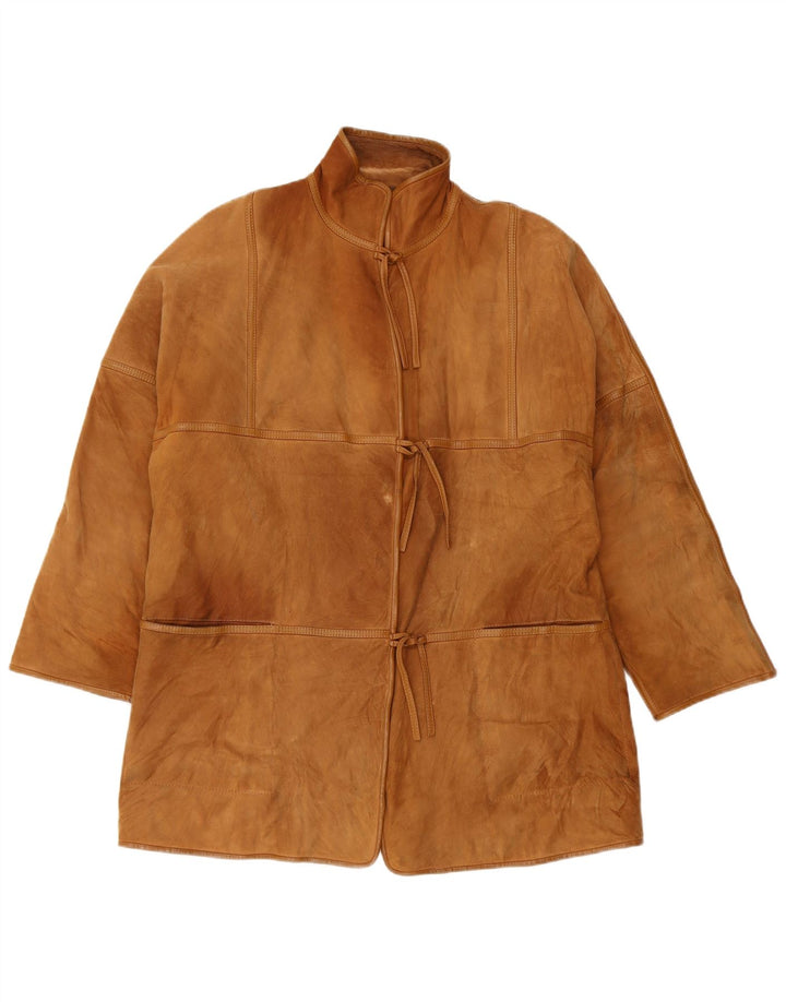 veste en peau de mouton surdimensionnée vintage pour femmes IT 46 Grand cuir brun