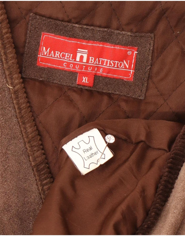 Marcel Battiston Gilet en cuir pour homme XL marron classique