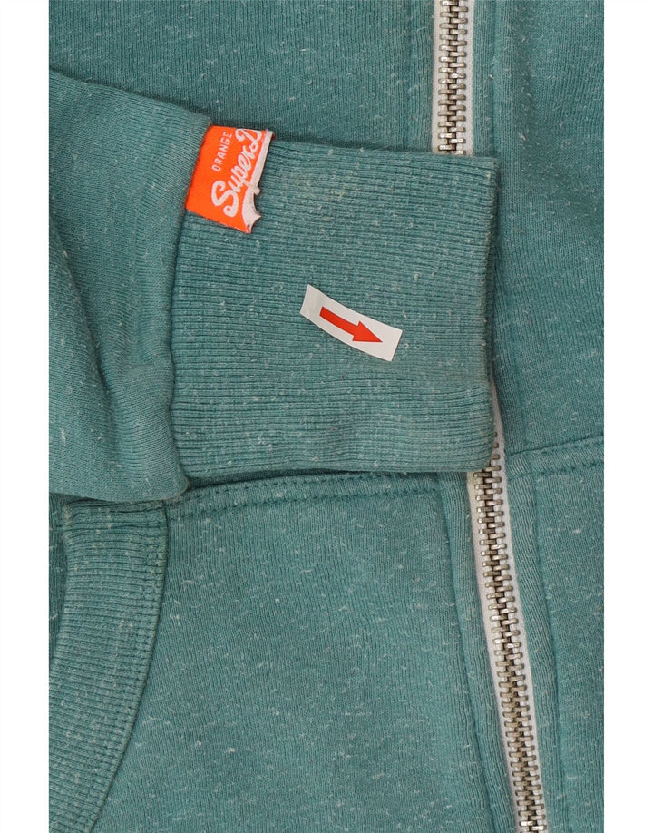 Superdry Pull à capuche zippé en coton moucheté vert moyen |