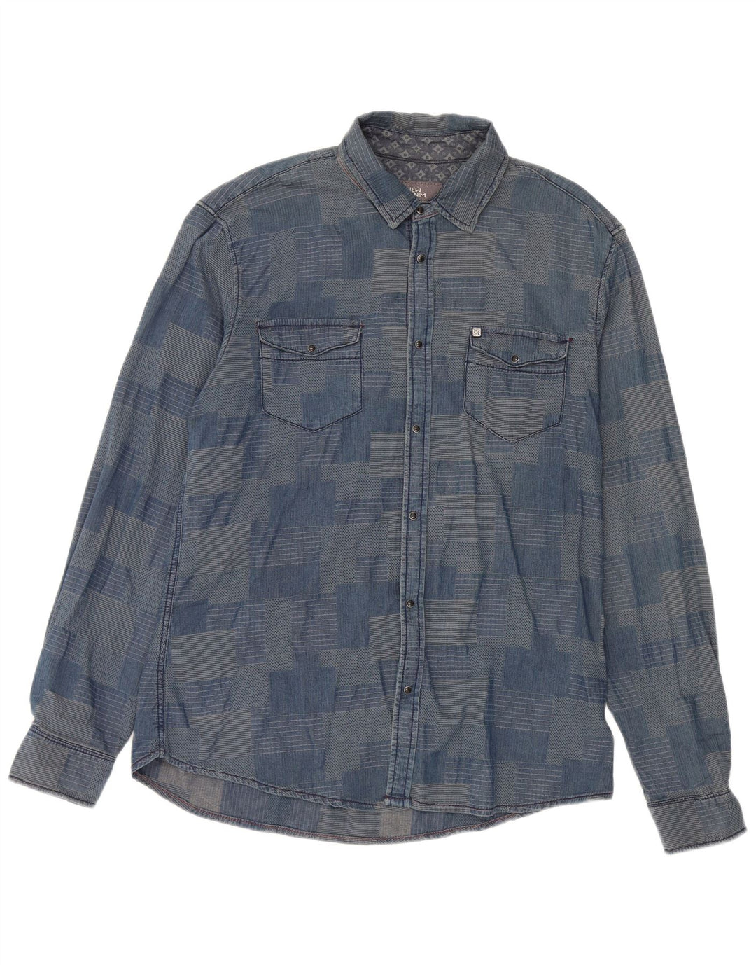 Chemise Homme Gaudi 2XL Bleu Patchwork Coton