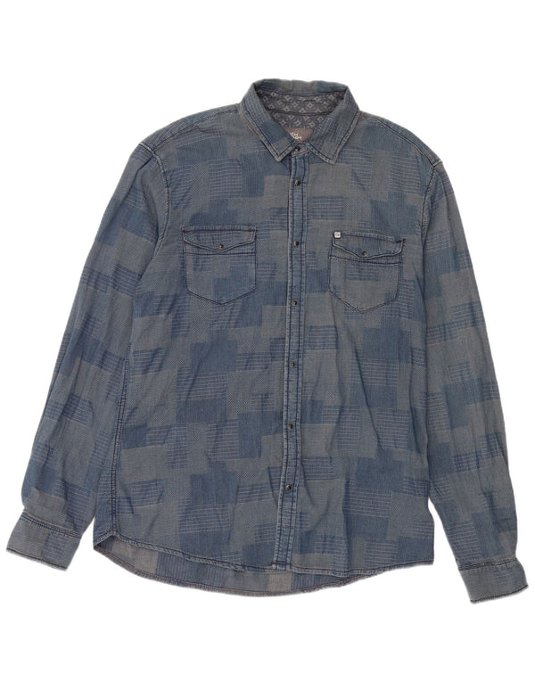 Chemise Homme Gaudi 2XL Bleu Patchwork Coton