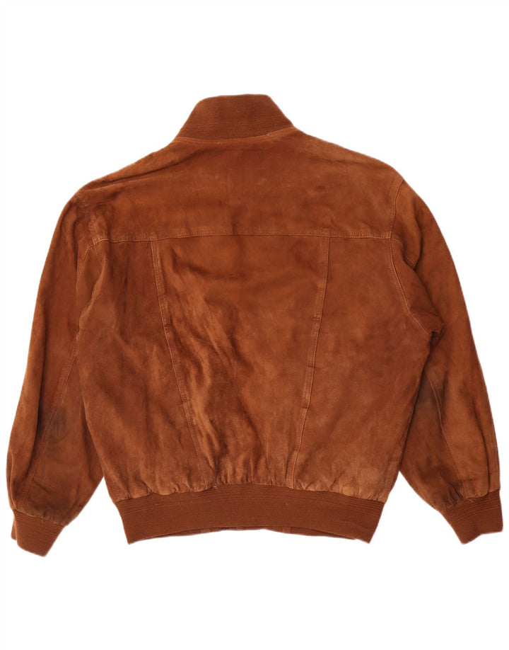 Essebi Blouson aviateur en daim coupe ample pour homme EU 46 petit cuir marron