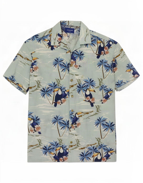 Jack & Jones Chemise à Manches Courtes Homme Petit Bleu Floral Coton Hawaïen