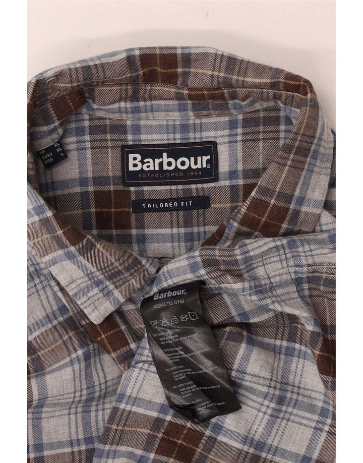 Barbour Chemise en flanelle coupe ajustée pour homme XL en coton à carreaux gris