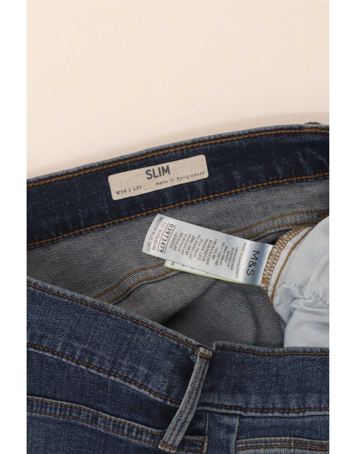 Marks & Spencer Jean Slim Homme W34 L31 Bleu Coton