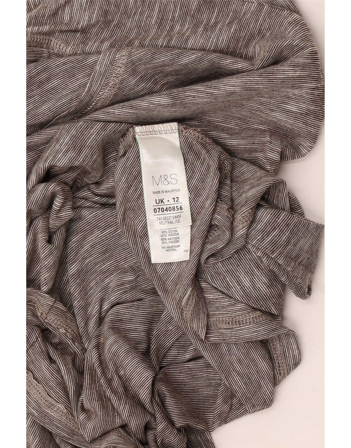 Marks & Spencer Haut à manches 3/4 pour femme UK 12 Gris moyen en coton moucheté