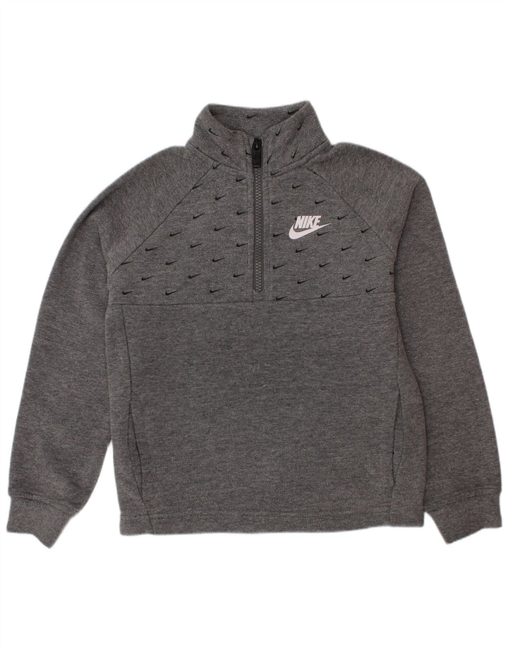 Nike Garçon Graphic Zip Neck Sweatshirt Jumper 5-6 ans Gris Moyen Coton