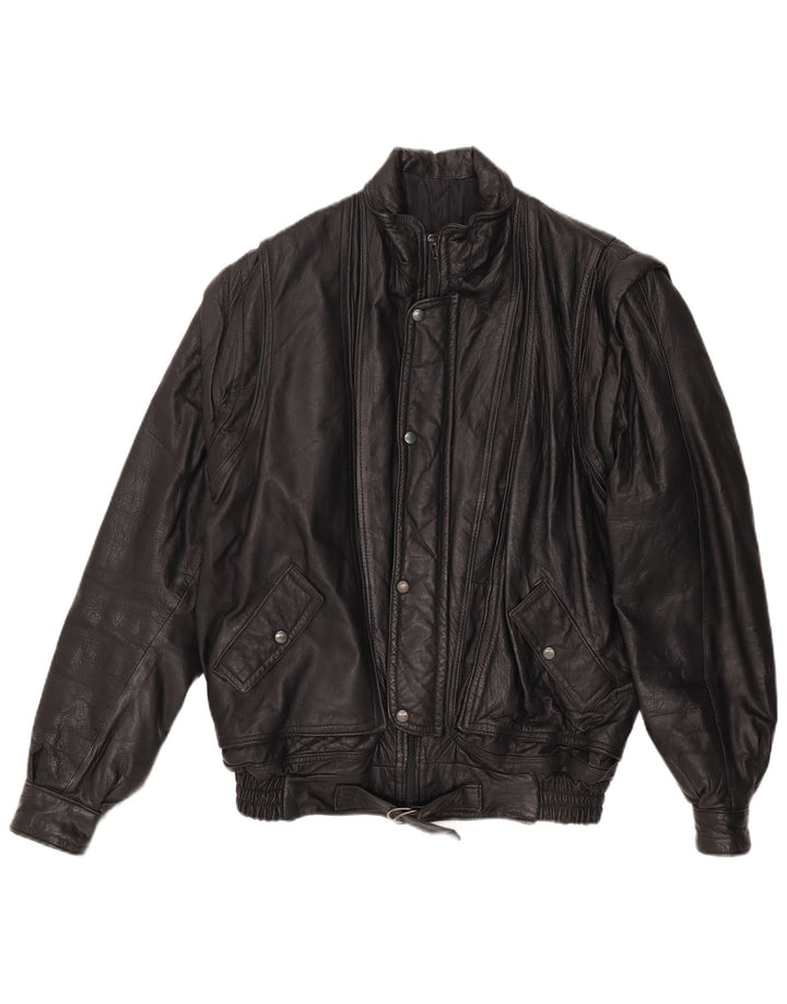 veste en cuir homme vintage UK 40 Grand cuir noir