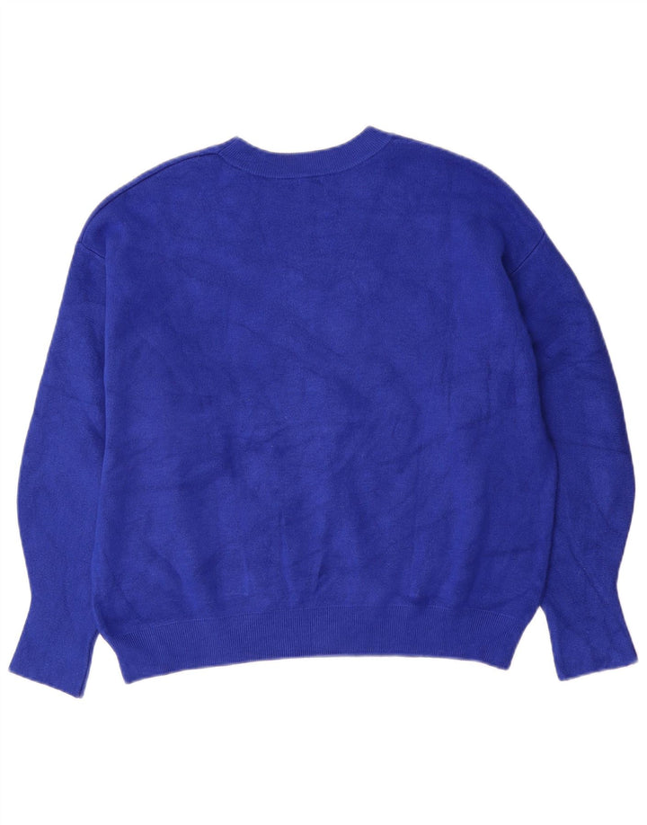 Guess Pull graphique à col rond pour femme UK 14 Bleu moyen