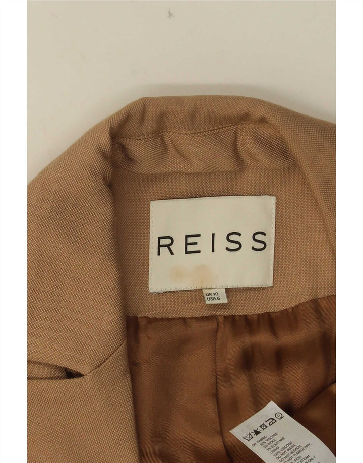 Reiss Veste Blazer 1 Bouton Femme UK 10 Petite Viscose Beige