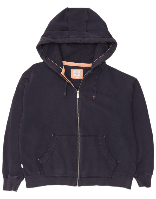 Fat Face Pull à capuche zippé pour femme UK 16 Grand coton bleu marine