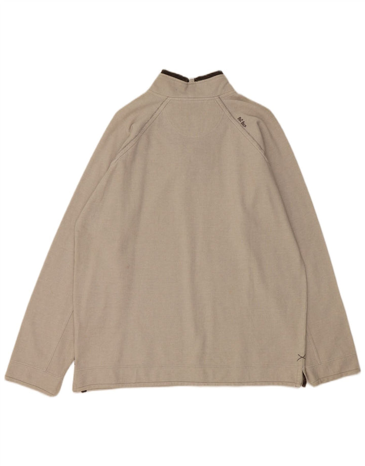 FAT FACE Mens Zip Neck Sweatshirt Jumper Medium Off White Cotton