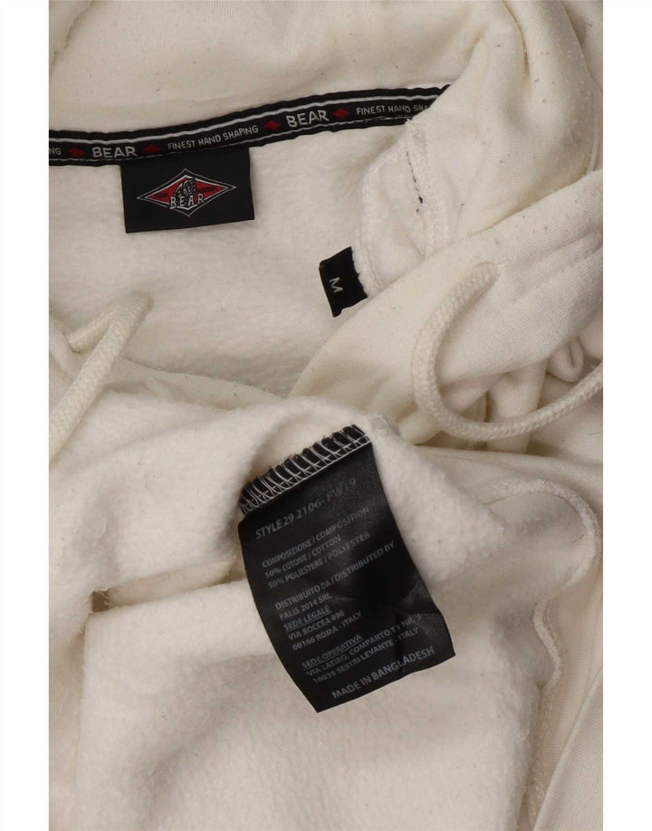 Bear Pull à capuche graphique pour homme en coton blanc moyen
