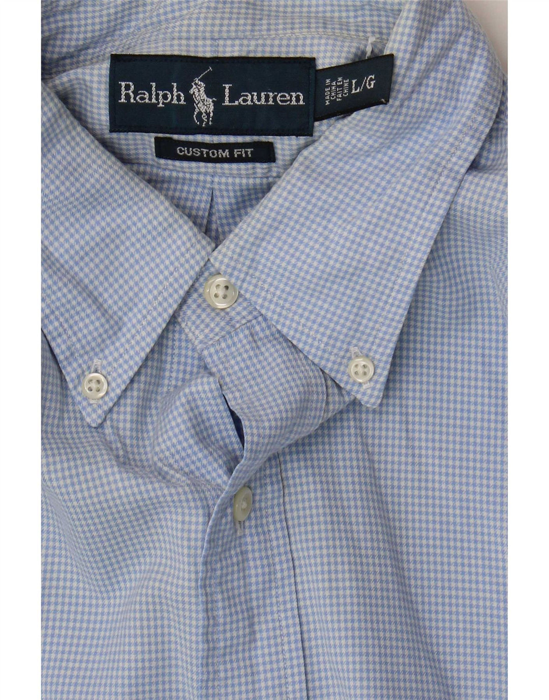 Ralph Lauren Chemise sur mesure pour homme en coton à carreaux bleus