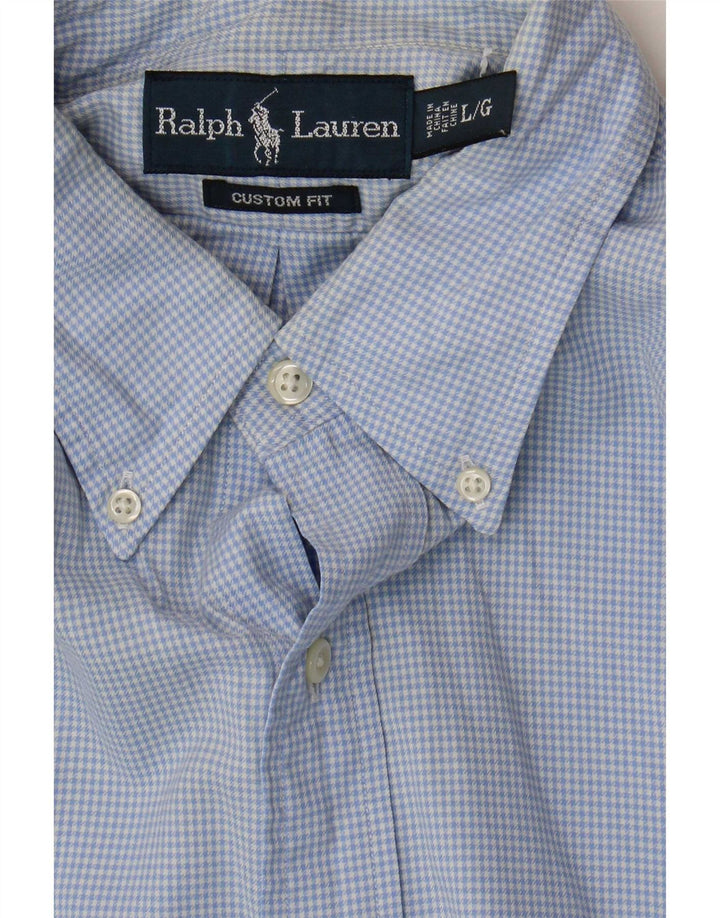 Ralph Lauren Chemise sur mesure pour homme en coton à carreaux bleus