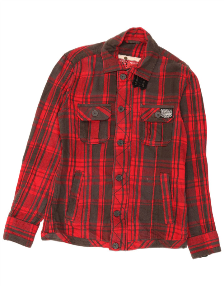Superdry Veste utilitaire pour hommes UK 42 XL Coton à carreaux rouge