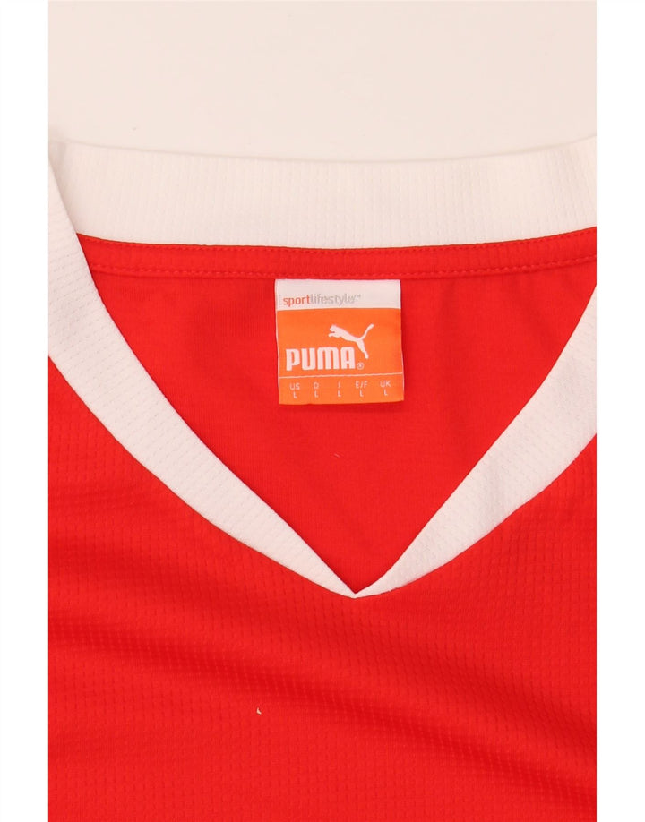 PUMA Mens T-Shirt Top Large Red Colourblock Vintage Puma and Second-Hand Puma from Messina Hembry 