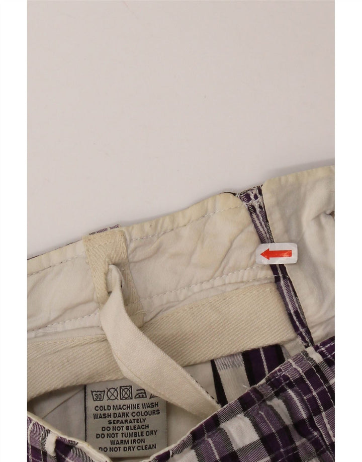 SUPERDRY Short Chino Homme Large W36 Violet Carreaux Coton