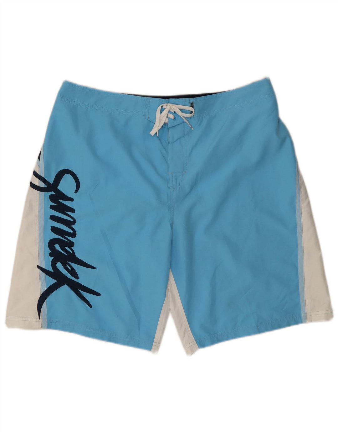 SUNDEK Short de bain graphique pour hommes en polyester color block grand bleu