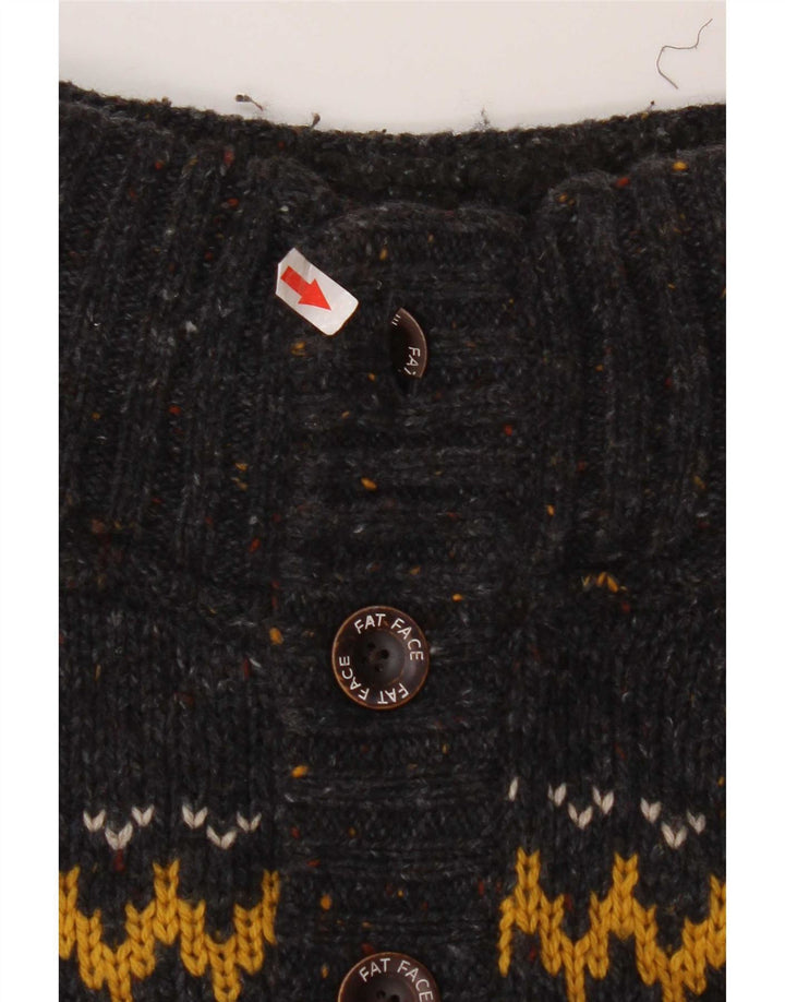 Fat Face Pull col boutonné pour homme en laine Fair Isle gris moyen