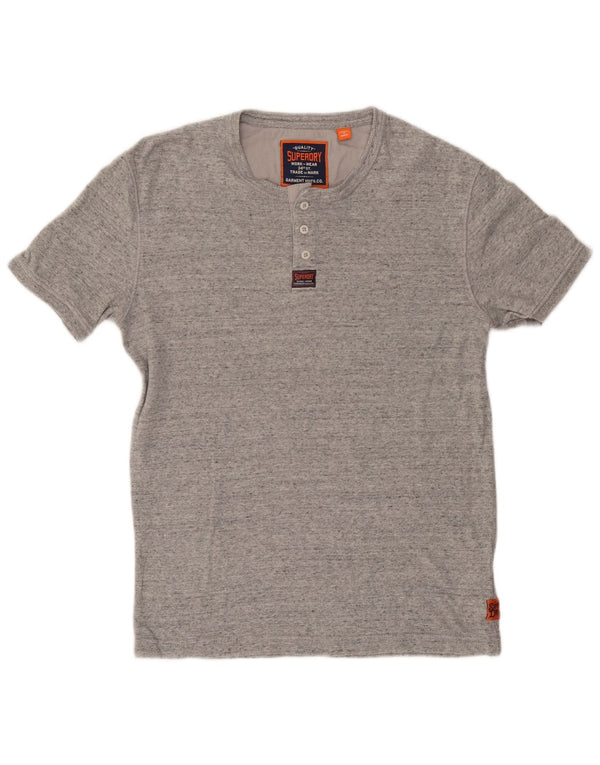 Superdry Homme T-Shirt Top Large Gris Moucheté Coton