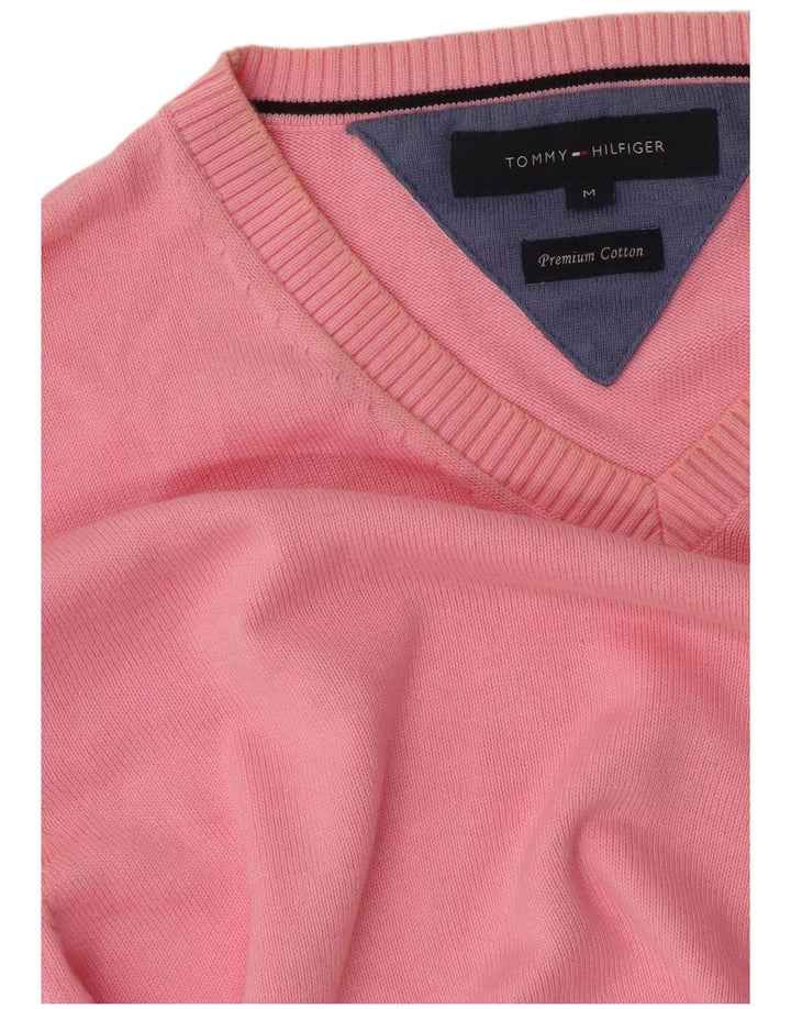 Tommy Hilfiger Pull Col V Homme Rose Moyen Coton