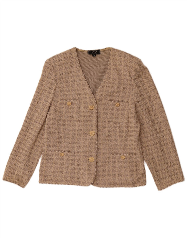 Liola Veste Blazer 3 Boutons à Manches 3/4 pour Femme UK 16 Grand Coton Beige