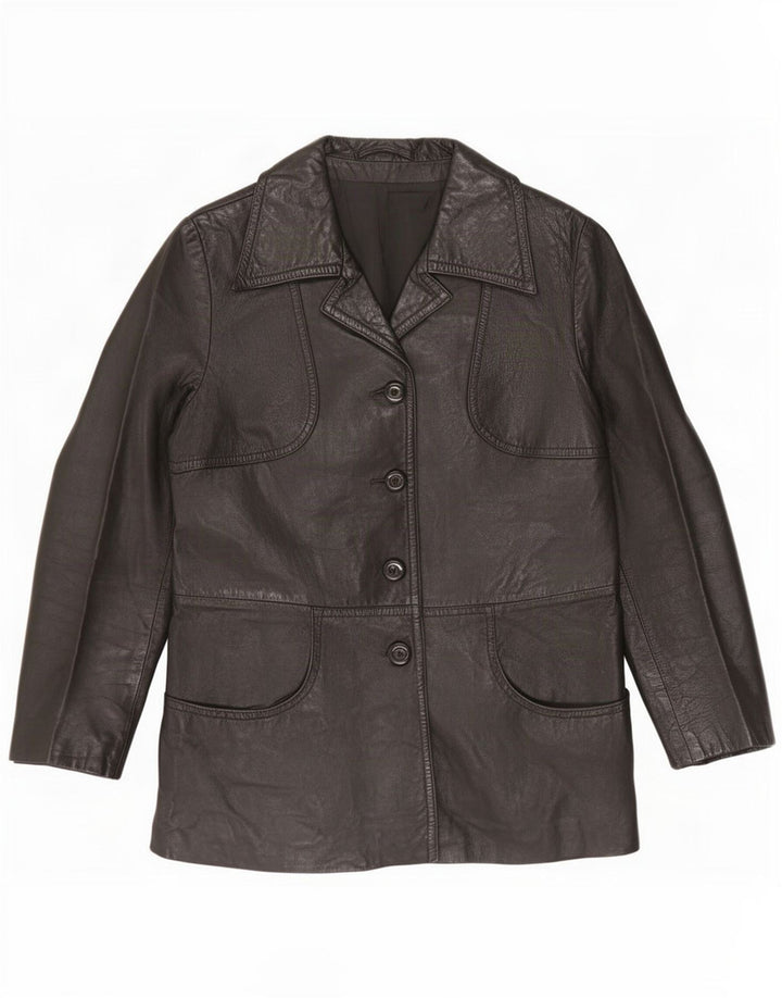 veste en cuir femme vintage UK 10 Petit Noir