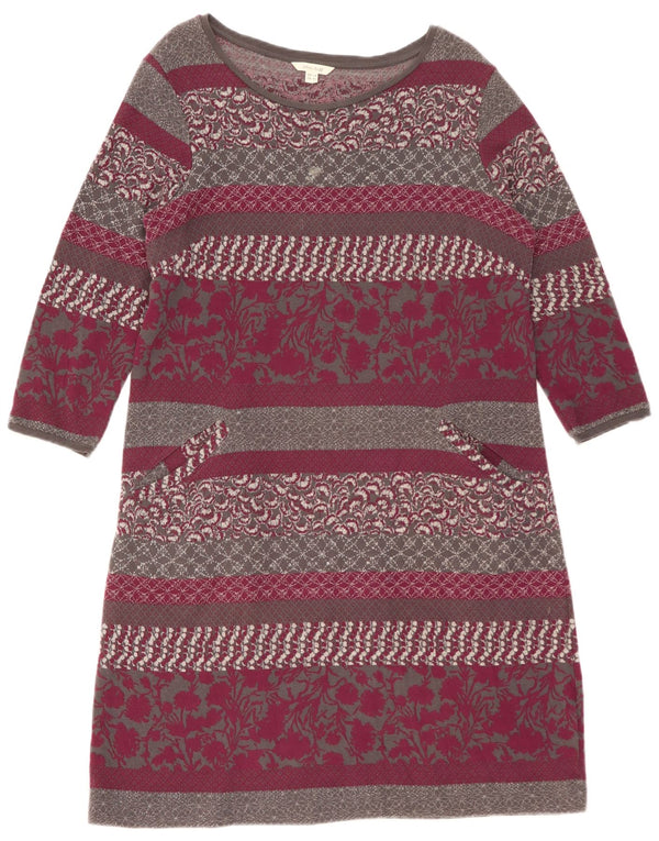 White Stuff Robe pull à manches 3/4 pour femme UK 44 Large Bordeaux Floral