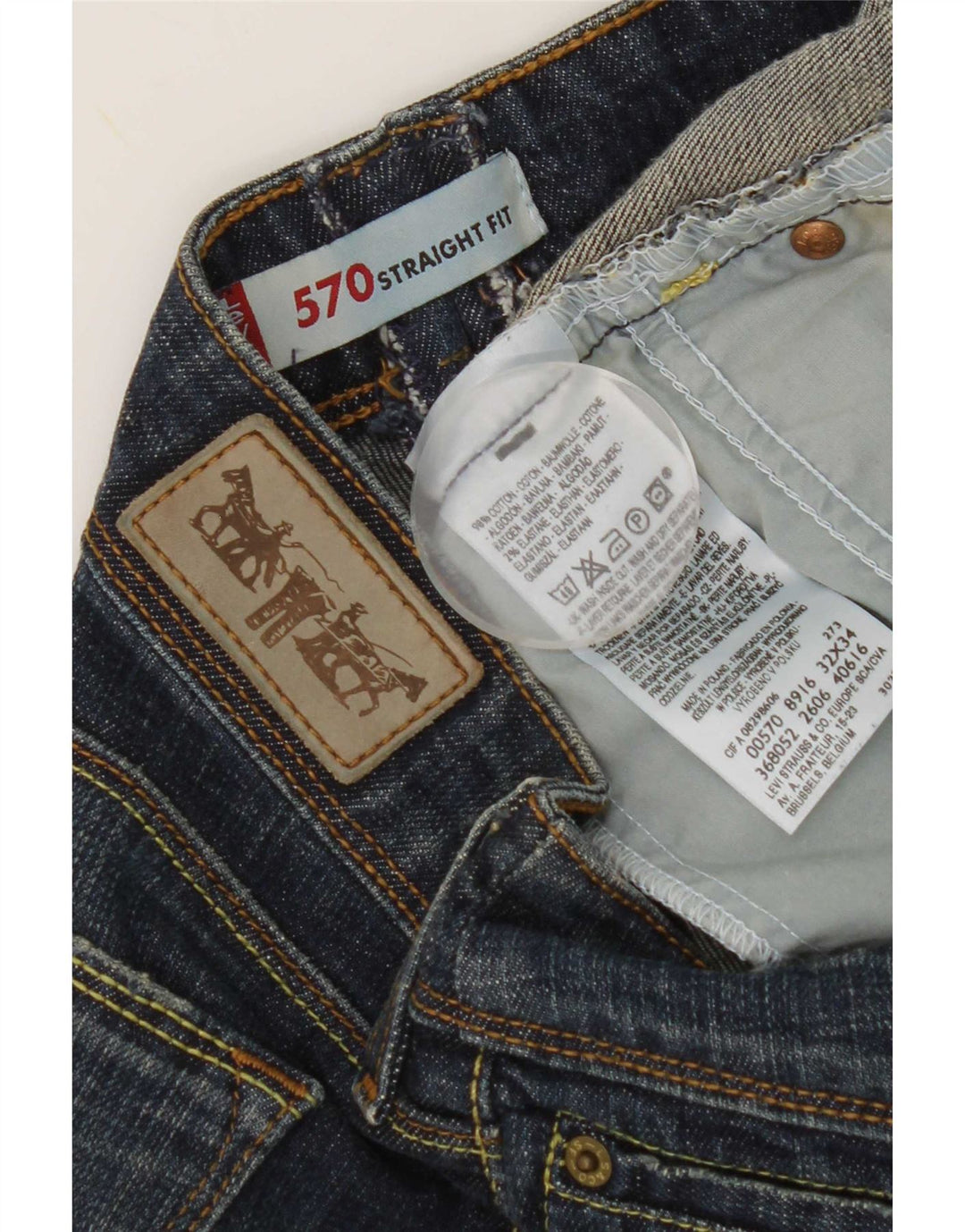 Levi's Jean Droit 570 Femme W32 L29 Bleu Marine Coton