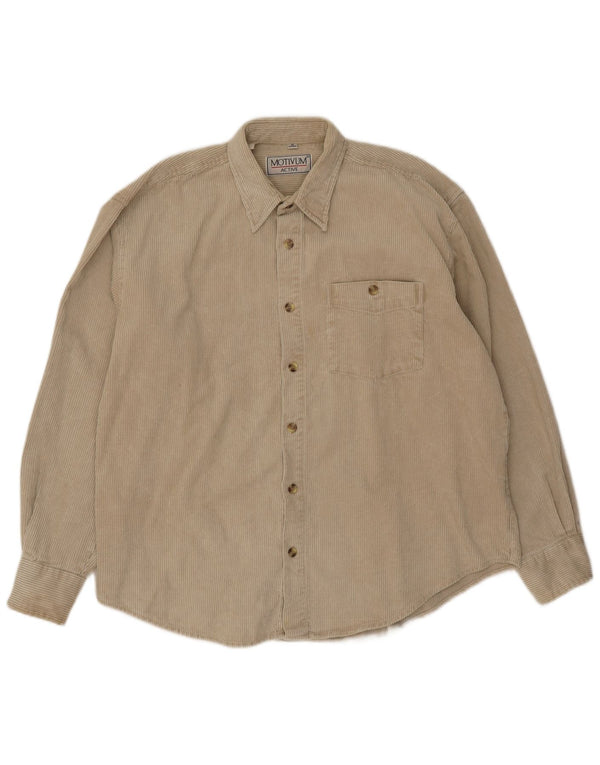 Chemise en velours côtelé homme vintage Taille 43/44 XL Coton Beige