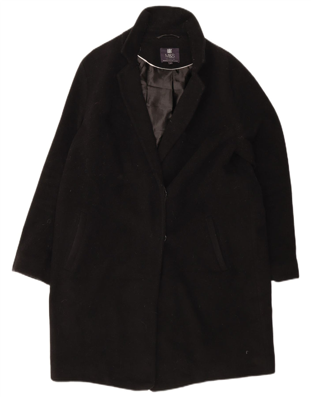 Marks & Spencer Manteau pour femme UK 14 Grande laine noire