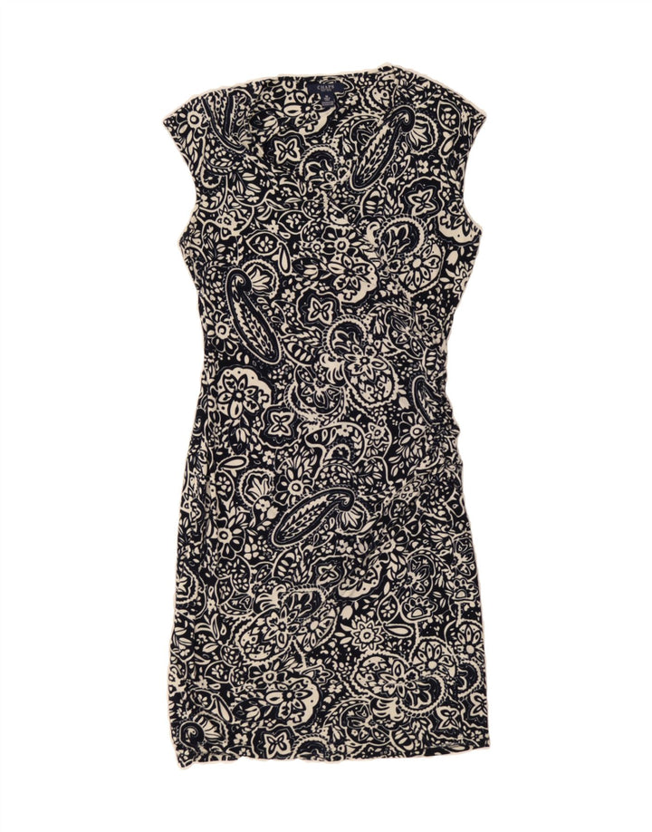 CHAPS Womens Sleeveless Wrap Dress UK 12 Medium Navy Blue Paisley Vintage Chaps and Second-Hand Chaps from Messina Hembry 