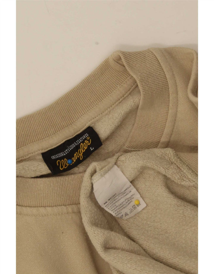 Wrangler Mens Sweatshirt Jumper Large Beige Cotton