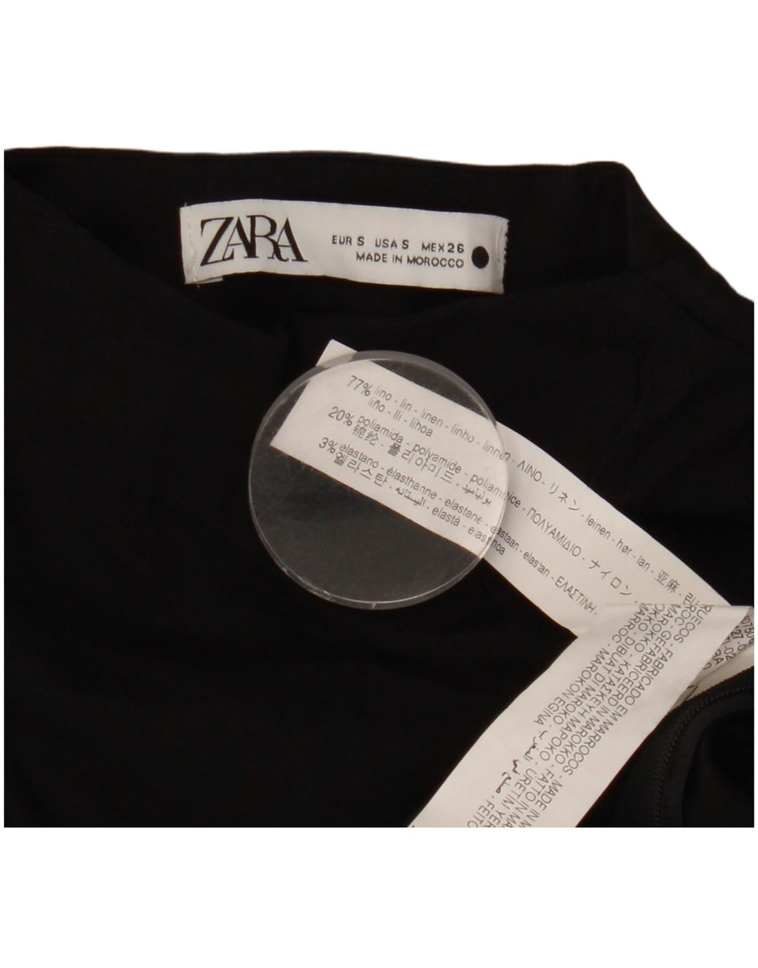 Zara Womens Crop One Shoulder Top UK 8 Petit Lin Noir