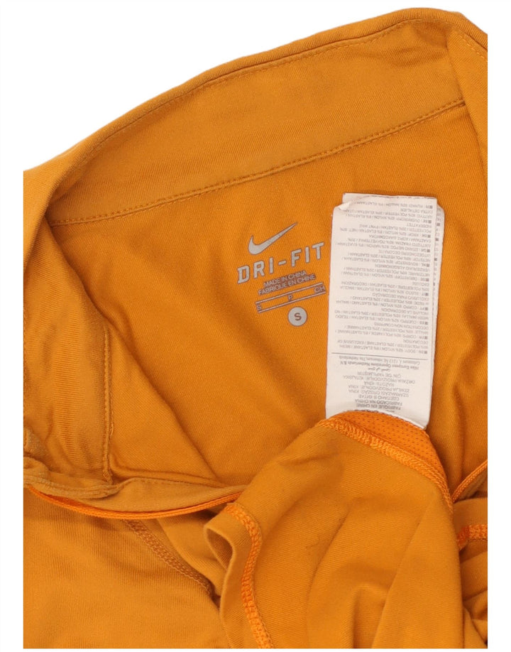 NIKE Haut de survêtement Dri Fit à col zippé pour femme UK 10 Petit Jaune