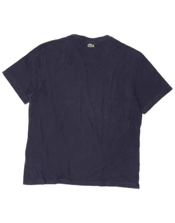 Lacoste Mens Regular Fit Graphic T-Shirt Top Taille 5 Grand Coton Bleu Marine