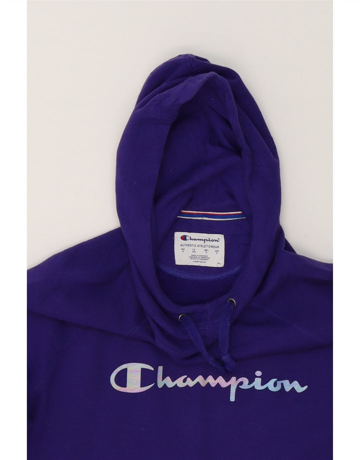 CHAMPION Womens Graphic Hoodie Jumper UK 14 Medium Purple Polyester Vintage Champion and Second-Hand Champion from Messina Hembry 