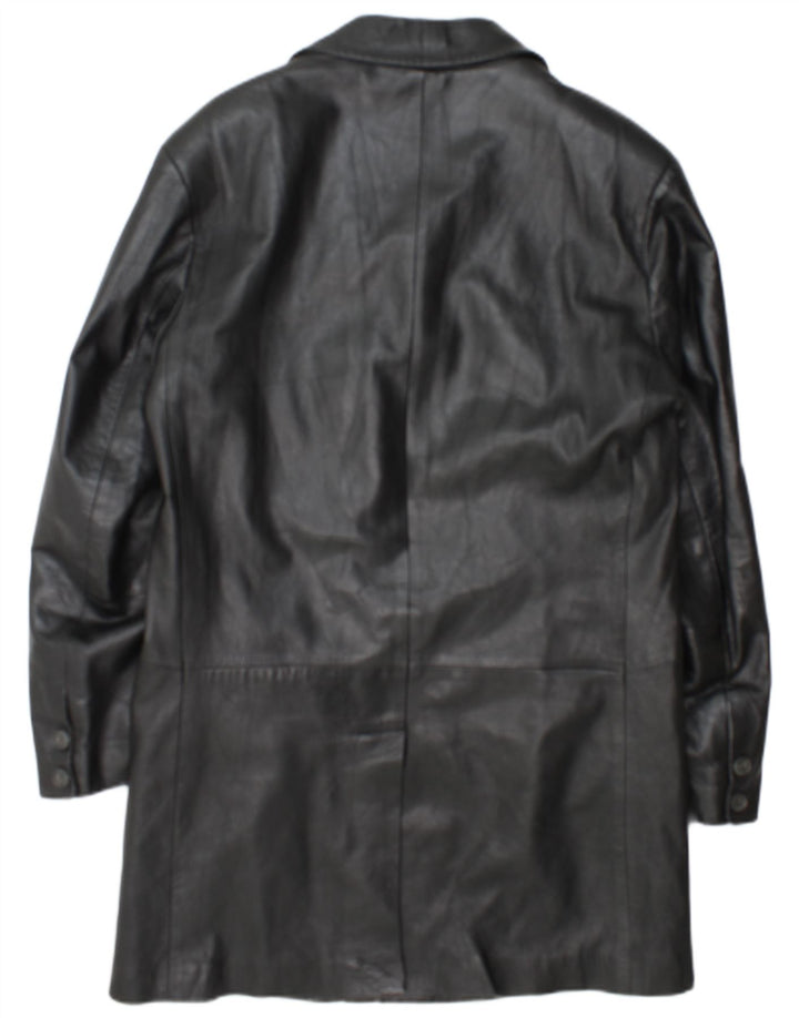 manteau en cuir homme vintage IT 50 Grand cuir noir