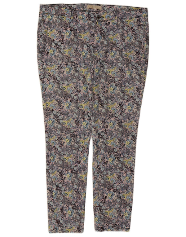 Zara Pantalon Chino Slim Femme EU 42 Large W32 L27 Multicolore Floral