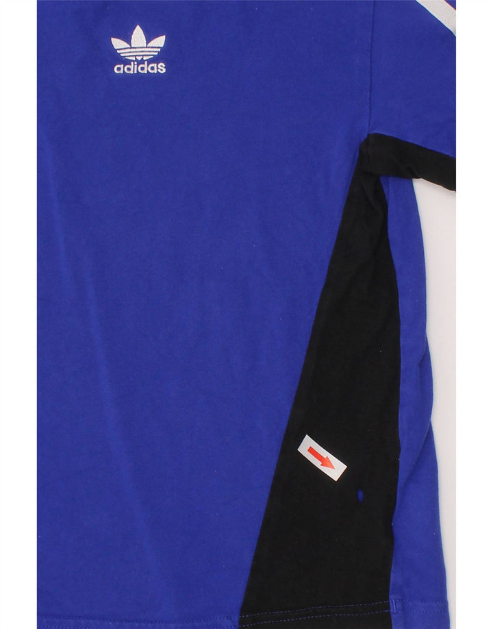 ADIDAS T-Shirt Garçon 5-6 Ans Bleu Colorblock Coton